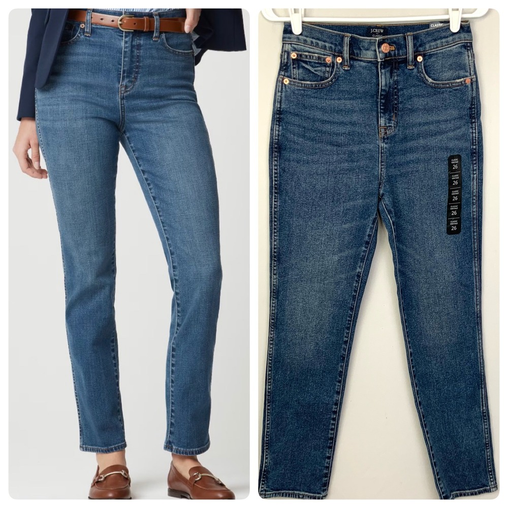 NWT J. Crew Sz 26 Classic Vintage Straight Leg High Rise Jeans Medium Indigo